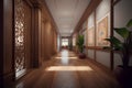 Oriental style hallway interior in luxury house or hotel Royalty Free Stock Photo