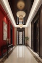 Oriental style hallway interior in luxury house or hotel Royalty Free Stock Photo
