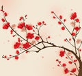 Oriental style painting, plum blossom in spring