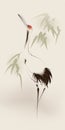 Oriental style painting, Red-crowned Crane