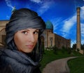 Oriental style woman in shawl Royalty Free Stock Photo