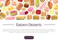 Oriental Sweets Banner Design with Sugary Dessert Vector Template