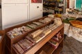 Oriental sweets on a counter in a shop in the Arab market on Al-Qattanin street in the Arab Quarter in the old city of Jerusalem,