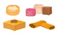 Oriental Sweets and Turkish Delights with Baklava and Rahat Lakoum Vector Set