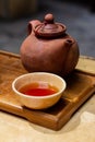 Oriental tea service on a tray Royalty Free Stock Photo