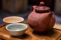 Oriental tea service on a tray Royalty Free Stock Photo