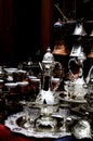 Oriental tea set made of glass and silver. Royalty Free Stock Photo