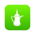 Oriental teapot icon digital green