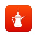 Oriental teapot icon digital red