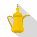 Oriental teapot icon, flat style