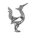 Oriental Thai Swan art style. Line vector illustrate.