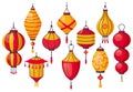 Oriental traditional lantern. Chinese paper lanterns, asian street decoration, chinatown lanterns. Traditional paper Royalty Free Stock Photo