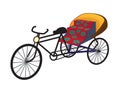 Oriental tricycle rickshaw cab, vector