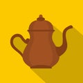 Oriental turkish kettle for tea icon, flat style