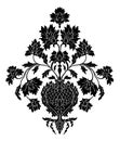 Floral traditional damask. Oriental medallion for carpet, wallpaper, textile