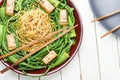 Oriental vegetable salad with pasta Royalty Free Stock Photo