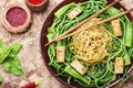 Oriental vegetable salad with pasta Royalty Free Stock Photo