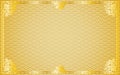 Oriental vintage gold frame on golden pattern background