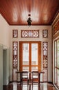 Oriental vintage wooden desk and chair at hallway in old house