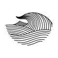 Oriental waves icon japan. Stylized ocean wave curl, japan style tsunami, sea swirl graphic. Oceanic water asian