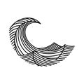 Oriental waves icon japan. Stylized ocean wave curl, japan style tsunami, sea swirl graphic. Oceanic water asian