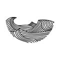 Oriental waves icon japan. Stylized ocean wave curl, japan style tsunami, sea swirl graphic. Oceanic water asian