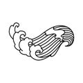 Oriental waves icon japan. Stylized ocean wave curl, japan style tsunami, sea swirl graphic. Oceanic water asian