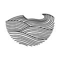 Oriental waves icon japan. Stylized ocean wave curl, japan style tsunami, sea swirl graphic. Oceanic water asian