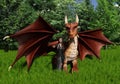 The Queen and the red Dragon, 3D Illustration