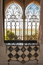 Oriental window with beautiful view Morocco Royalty Free Stock Photo