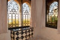 Oriental window with view to beautiful beach, Hotel La Sultana, Morocco Royalty Free Stock Photo