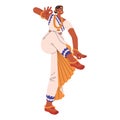 Oriental woman dancing traditional indian dance. Dancer perform in national costume. Performer standing in kuchipudi