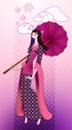 Oriental woman in kimono Royalty Free Stock Photo