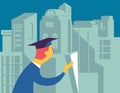 Orientate in choosing an university, vector illustration