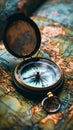 Orientation and city exploration with an old-fashioned compass on a map Royalty Free Stock Photo
