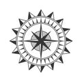 Orientation compass nautical attribute black-and-white Royalty Free Stock Photo