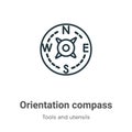 Orientation compass outline vector icon. Thin line black orientation compass icon, flat vector simple element illustration from