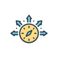 Color illustration icon for Orientation, compass and journey