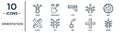 orientation linear icon set. includes thin line three, type, wait, six, plus, seven, clear icons for report, presentation, diagram