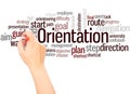 Orientation word cloud hand writing concept Royalty Free Stock Photo