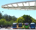 Oriente bus station in Lisbon Portugal with buses Royalty Free Stock Photo