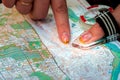 Orienteering. Compass and topographic map. The athlete uses navigation equipment for orienteering. The concept.