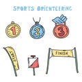 Orienteering sport equipment. Vector illustration