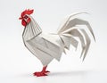 origam. white rooster, on white. Royalty Free Stock Photo