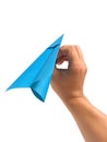Origami airplane in hand Royalty Free Stock Photo