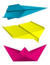 Origami airplanes boat print colors.