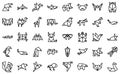 Origami animals icons set outline vector. Paper fish Royalty Free Stock Photo