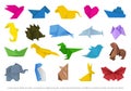 Origami animals set colorful art paper vector image Royalty Free Stock Photo