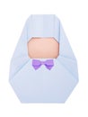 Origami newborn in blue Swaddle