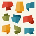Origami banners and speech bubbles in flat design Royalty Free Stock Photo